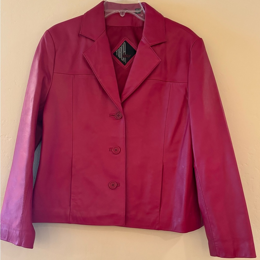 Red leather jacket